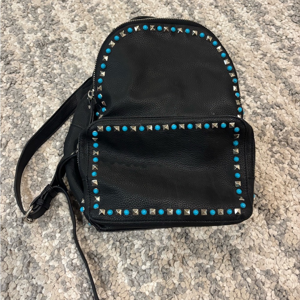 Urban Expressions Black and Blue Backpack with Decorative Stitching